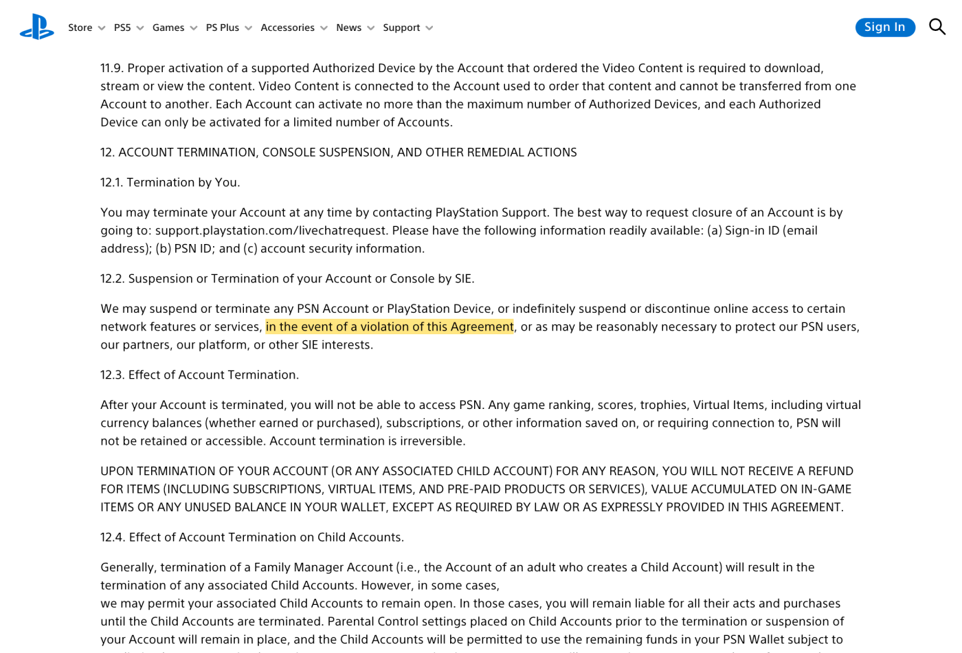 Screenshot of the clause as it read in October 2022, with the changed phrase highlighted.
