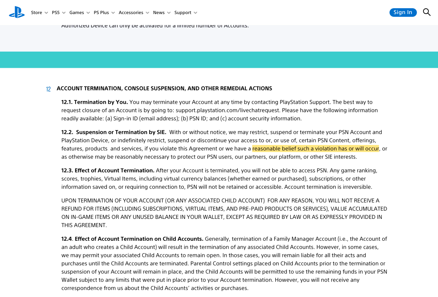 Screenshot of the clause as it read in March 2025, and unchanged today, with the changed phrase highlighted.